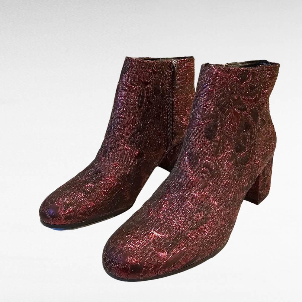 Sam Edelman Vikki Red Black Ankle Boots Size 7.5